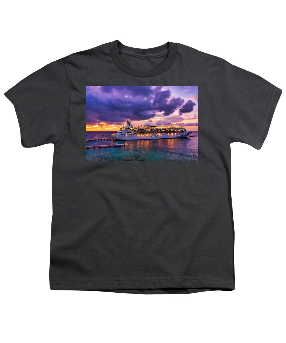 Cruise Ship Youth T-Shirt featuring the photograph Late arrival in Cozumel by Tatiana Travelways