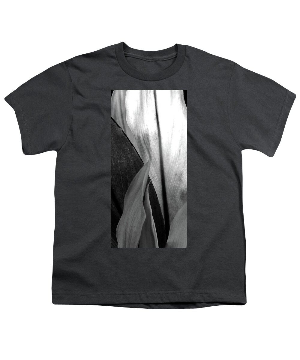 Abstract Youth T-Shirt featuring the mixed media Leaf Points and Lines Black and White by Sharon Williams Eng