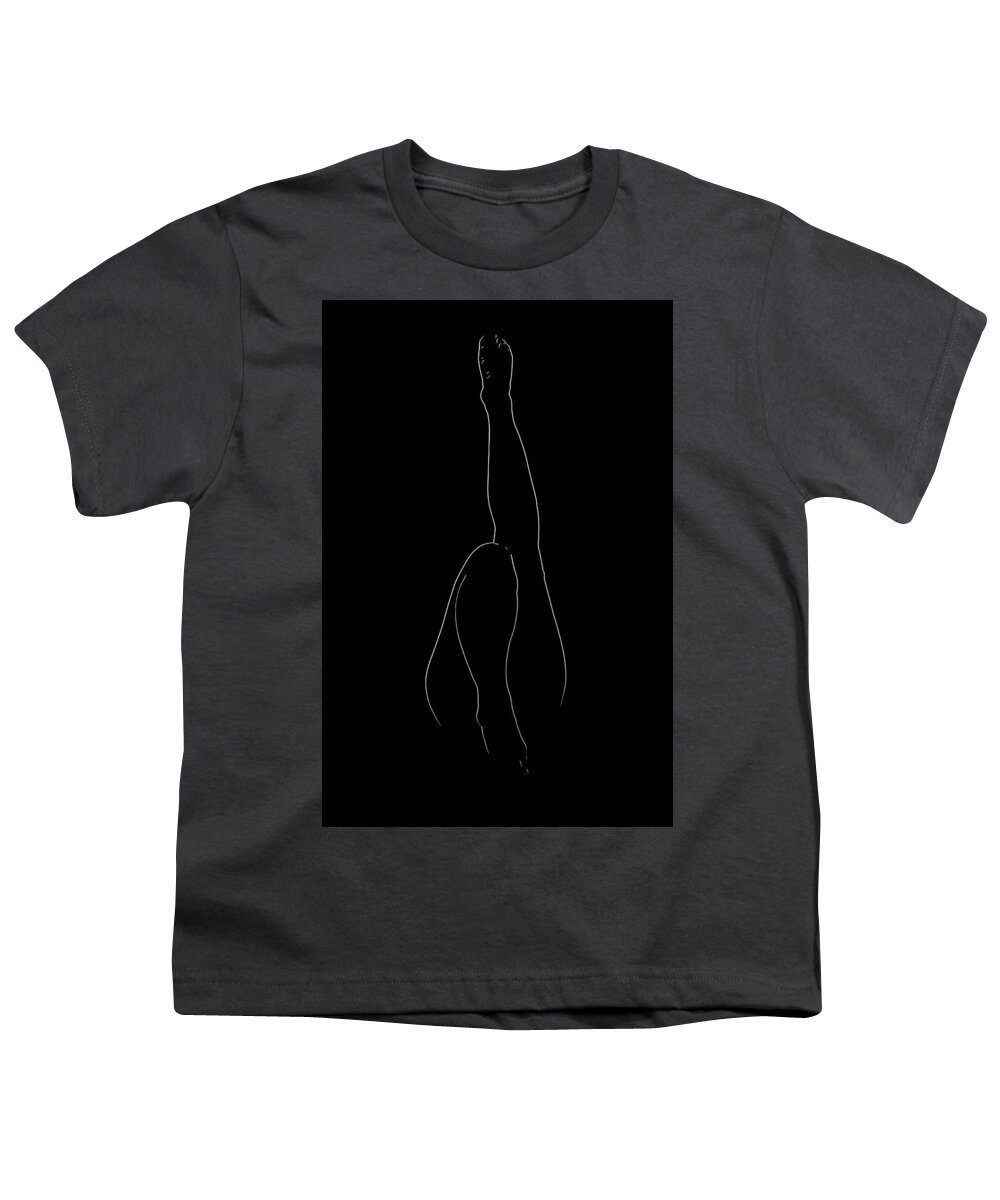 Digital Art Youth T-Shirt featuring the digital art Legs - Black and White by Marianna Mills