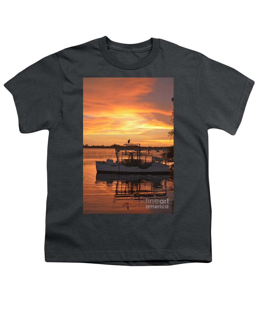 Sunset Youth T-Shirt featuring the digital art Lemon Bay Night by Alison Belsan Horton