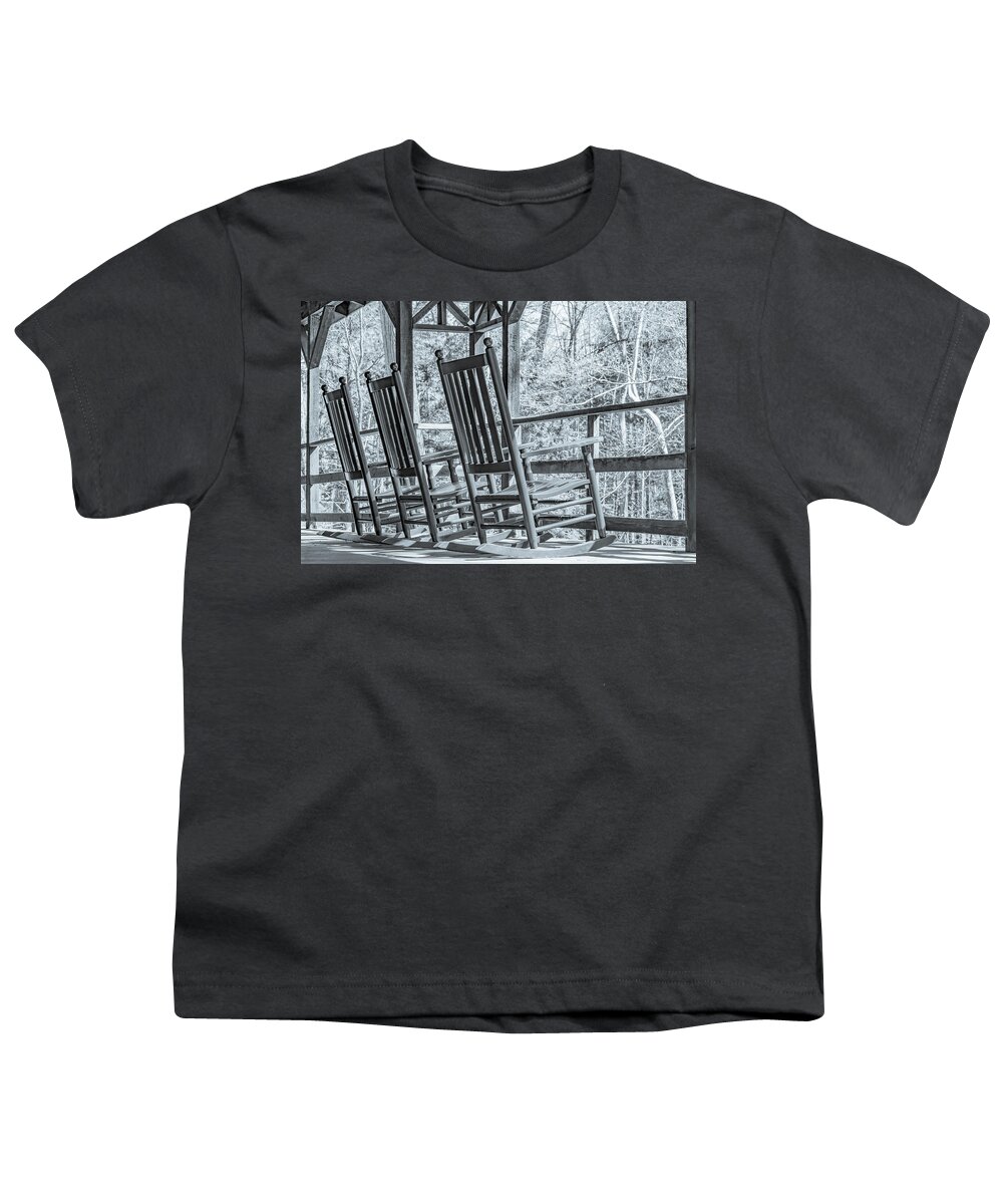 Great Smoky Mountains National Park Youth T-Shirt featuring the photograph Let's Rock, Greyscale Version by Marcy Wielfaert