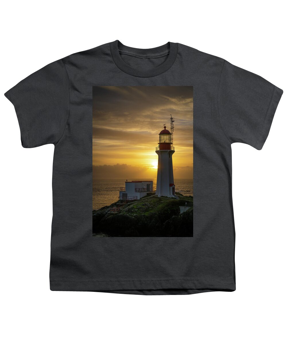 Sunset Youth T-Shirt featuring the photograph Lighthouse at Sunset by Bill Cubitt