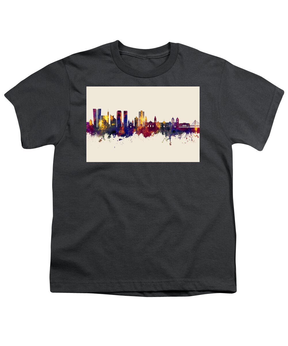 Lima Youth T-Shirt featuring the digital art Lima Peru Skyline #53 by Michael Tompsett