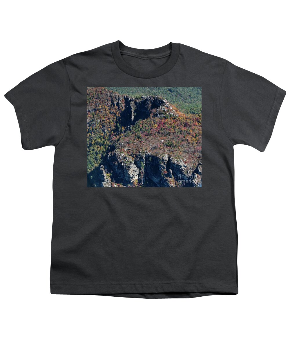 Linville Gorge Wilderness Youth T-Shirt featuring the photograph Linville Gorge Wilderness Aerial View of The Chimneys by David Oppenheimer