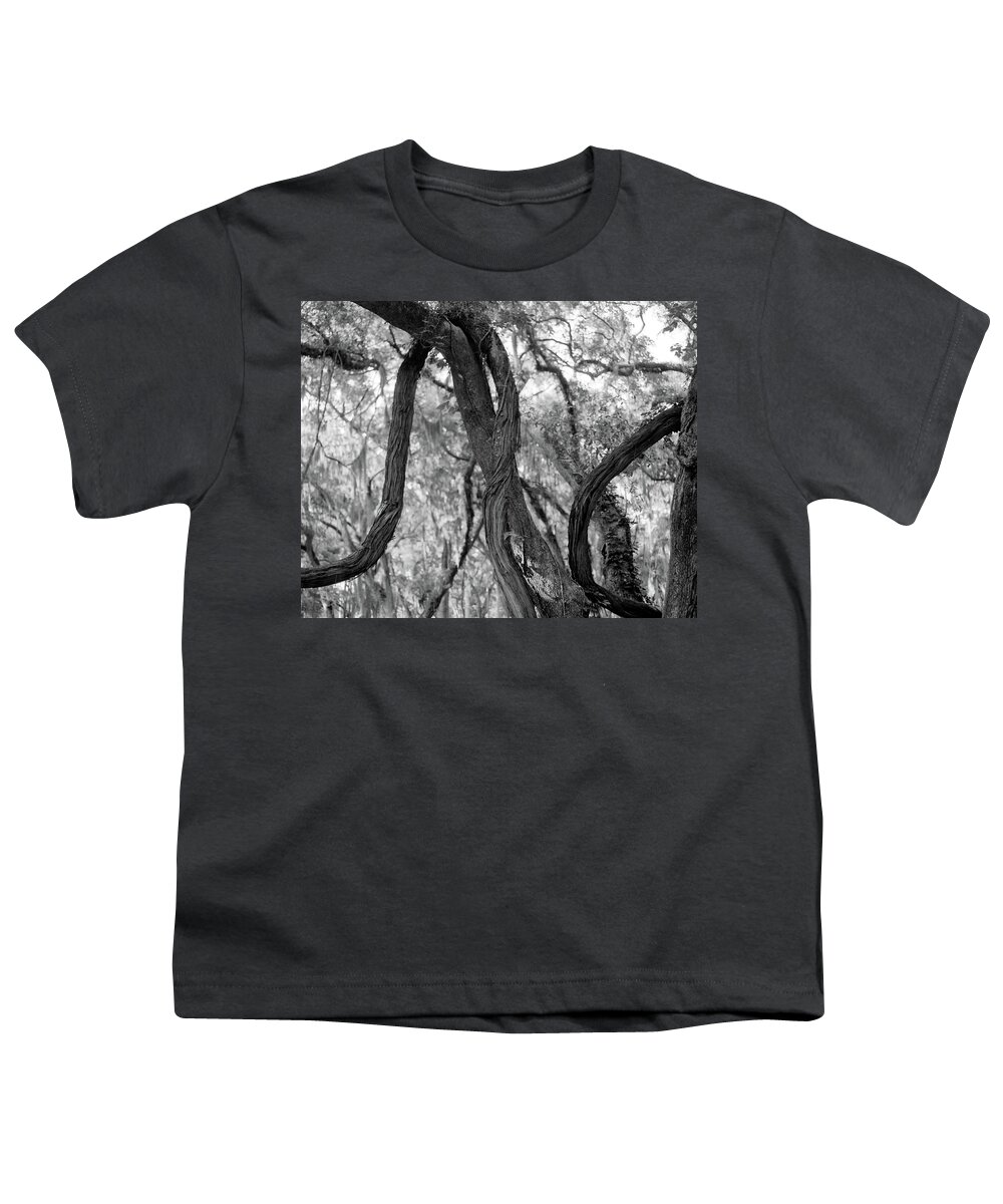 Horizontal Youth T-Shirt featuring the photograph Live Oaks and vines, St. Simons Park by John Simmons