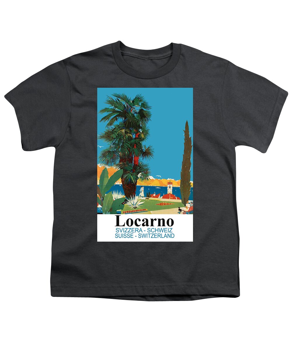 Locarno Youth T-Shirt featuring the painting Locarno, Switzerland by Long Shot