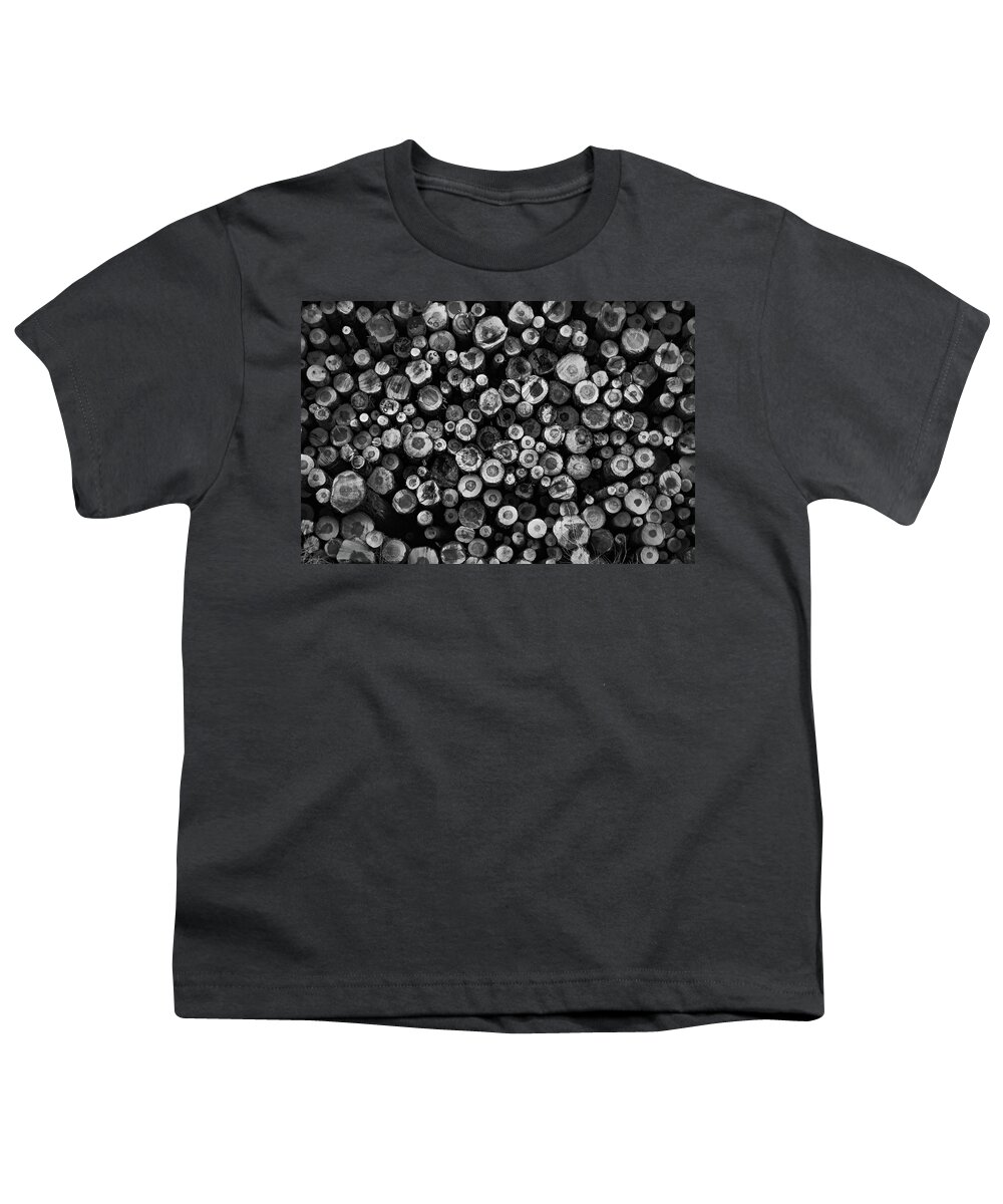 Log Youth T-Shirt featuring the photograph Log Stack by Ryan Workman Photography