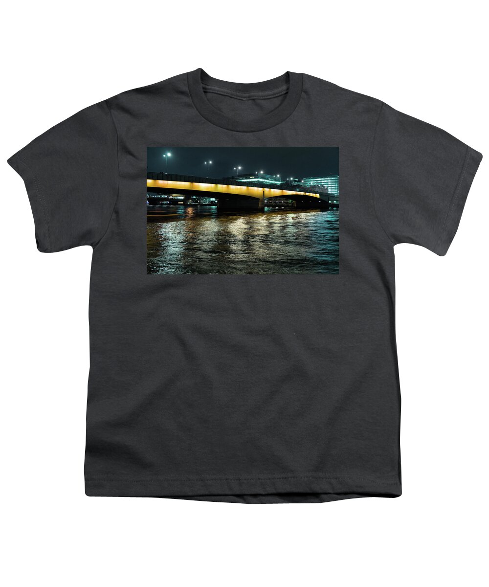 London Bridge Youth T-Shirt featuring the photograph London Bridge at night by Angelo DeVal