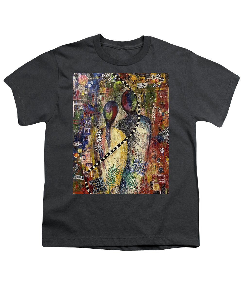 Abstract Figurative Youth T-Shirt featuring the painting Looking Ahead_1 by Raji Musinipally