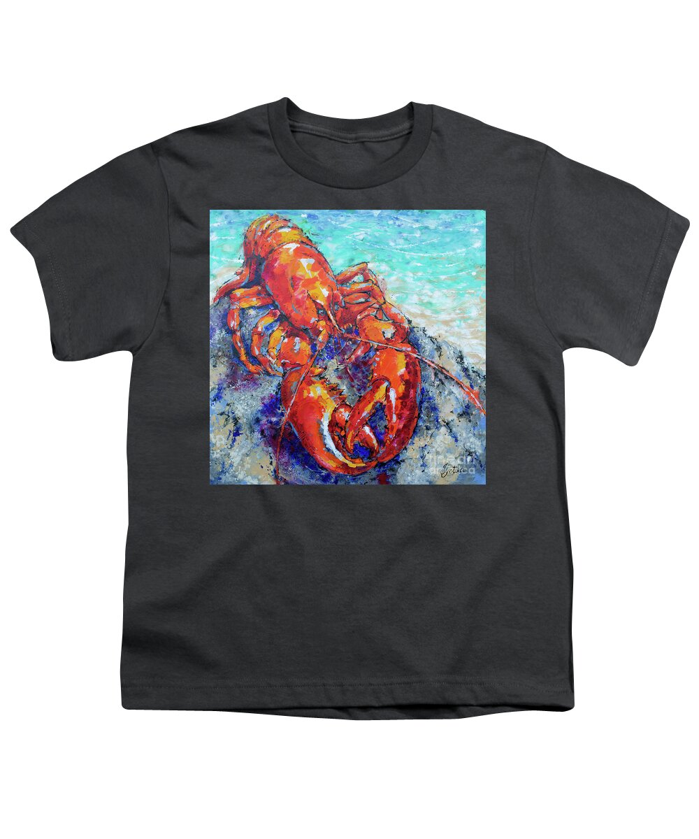 Lobster Youth T-Shirt featuring the painting Lounging Lobster by Jyotika Shroff