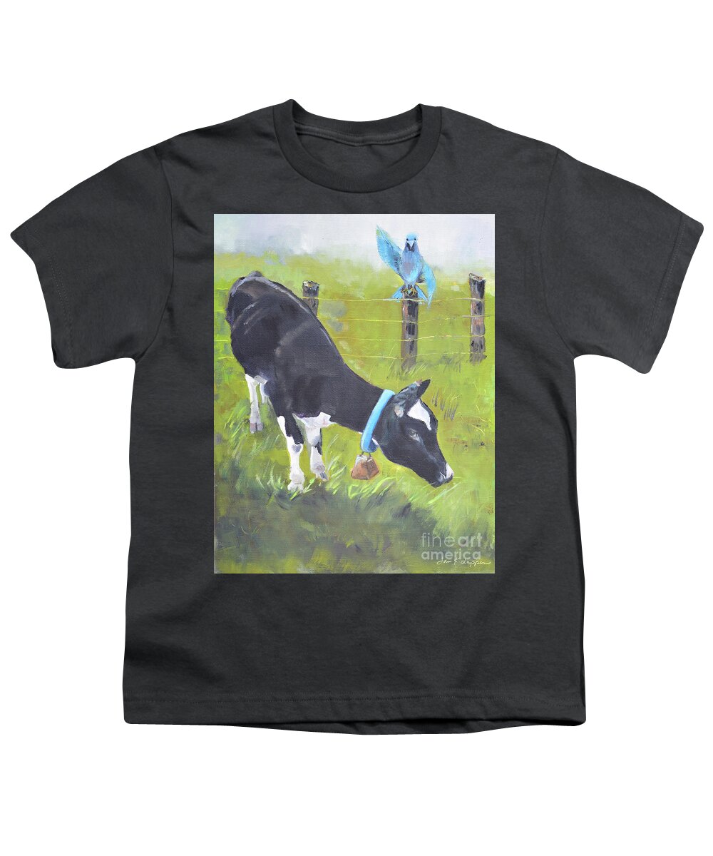  Youth T-Shirt featuring the painting Lovey Dovey and Bessie by Jan Dappen