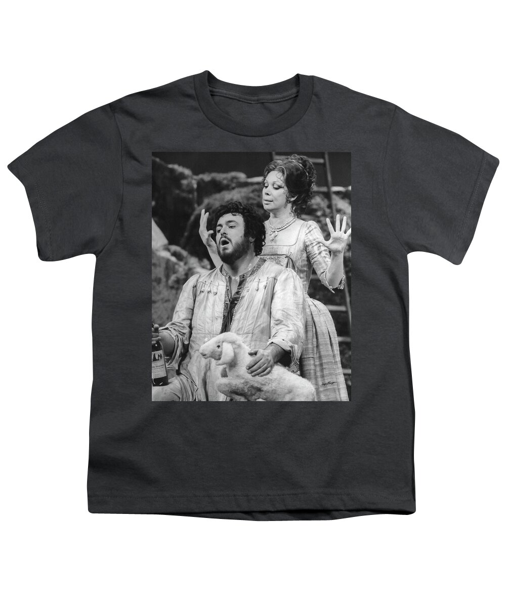 Luciano Pavarotti Youth T-Shirt featuring the photograph Luciano Pavarotti and Mirella Freni by Jurgen Lorenzen