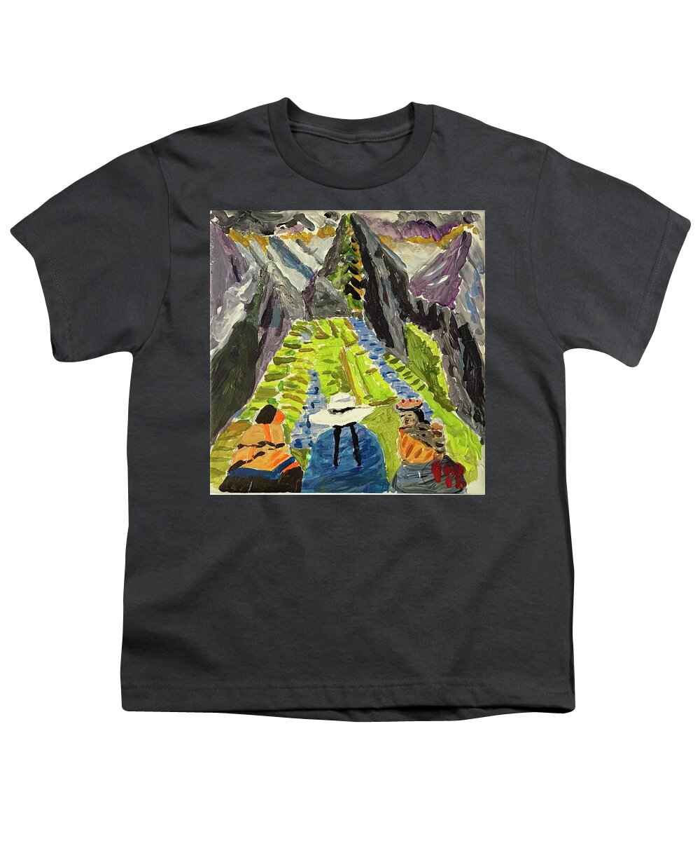  Youth T-Shirt featuring the painting Machu Pichu journey by John Macarthur