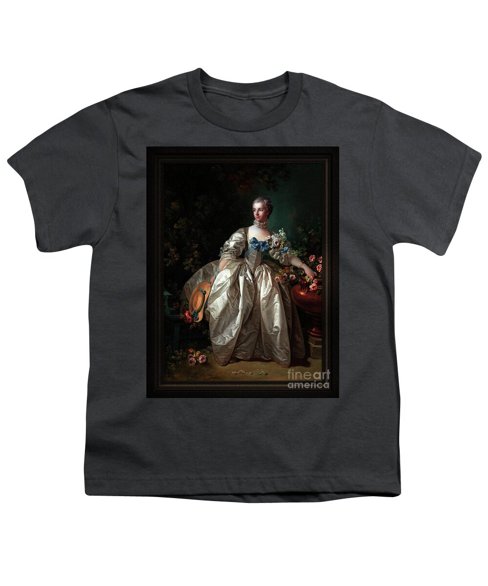 Madame Bergeret Youth T-Shirt featuring the painting Madame Bergeret by Francois Boucher Classical Fine Art Reproduction by Rolando Burbon