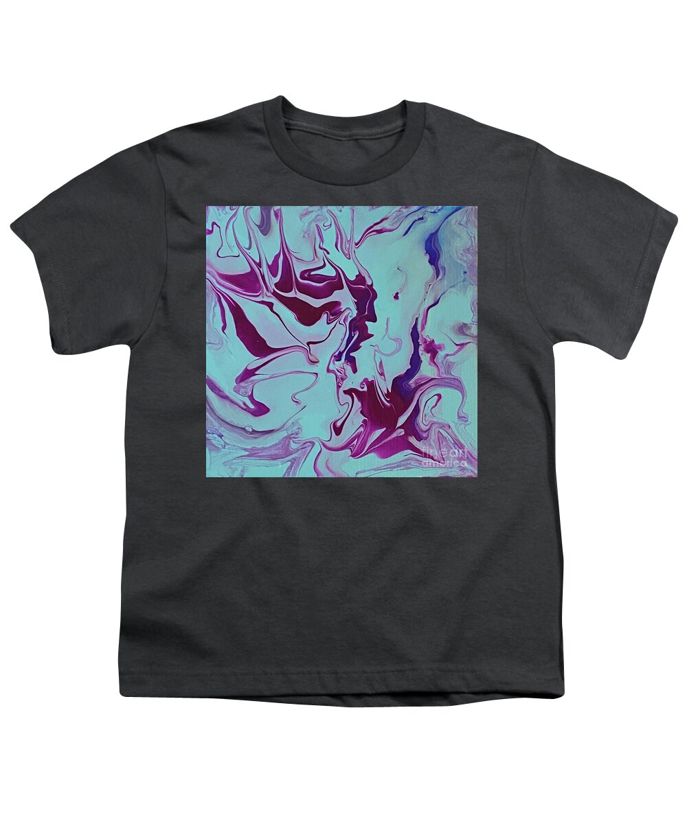 Magenta Youth T-Shirt featuring the painting Magenta Swirls by Lisa Neuman