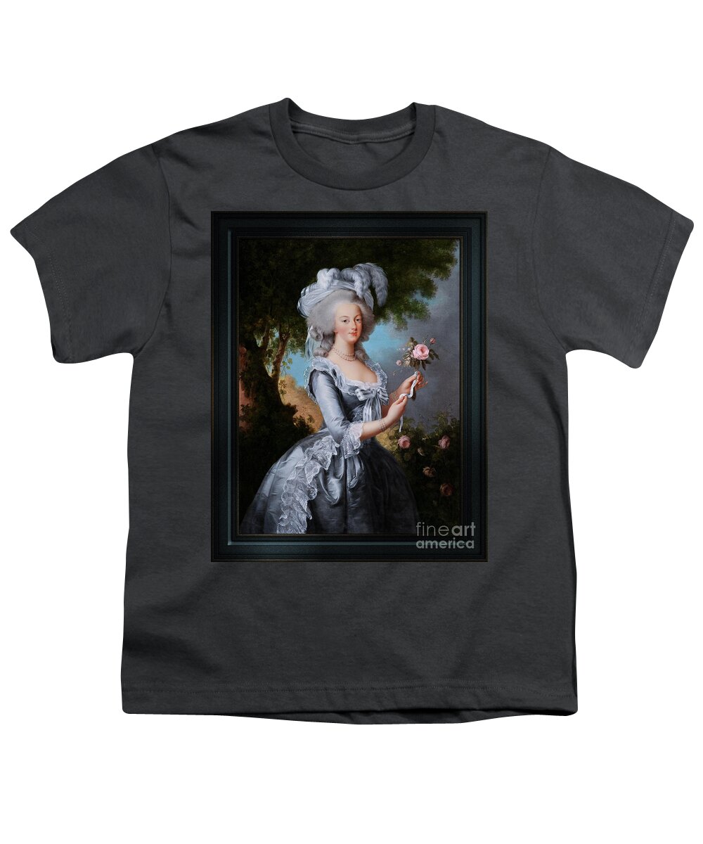 Marie Antoinette With A Rose Youth T-Shirt featuring the painting Marie Antoinette with a Rose by Elisabeth-Louise Vigee Le Brun Remastered Xzendor7 Reproductions by Xzendor7