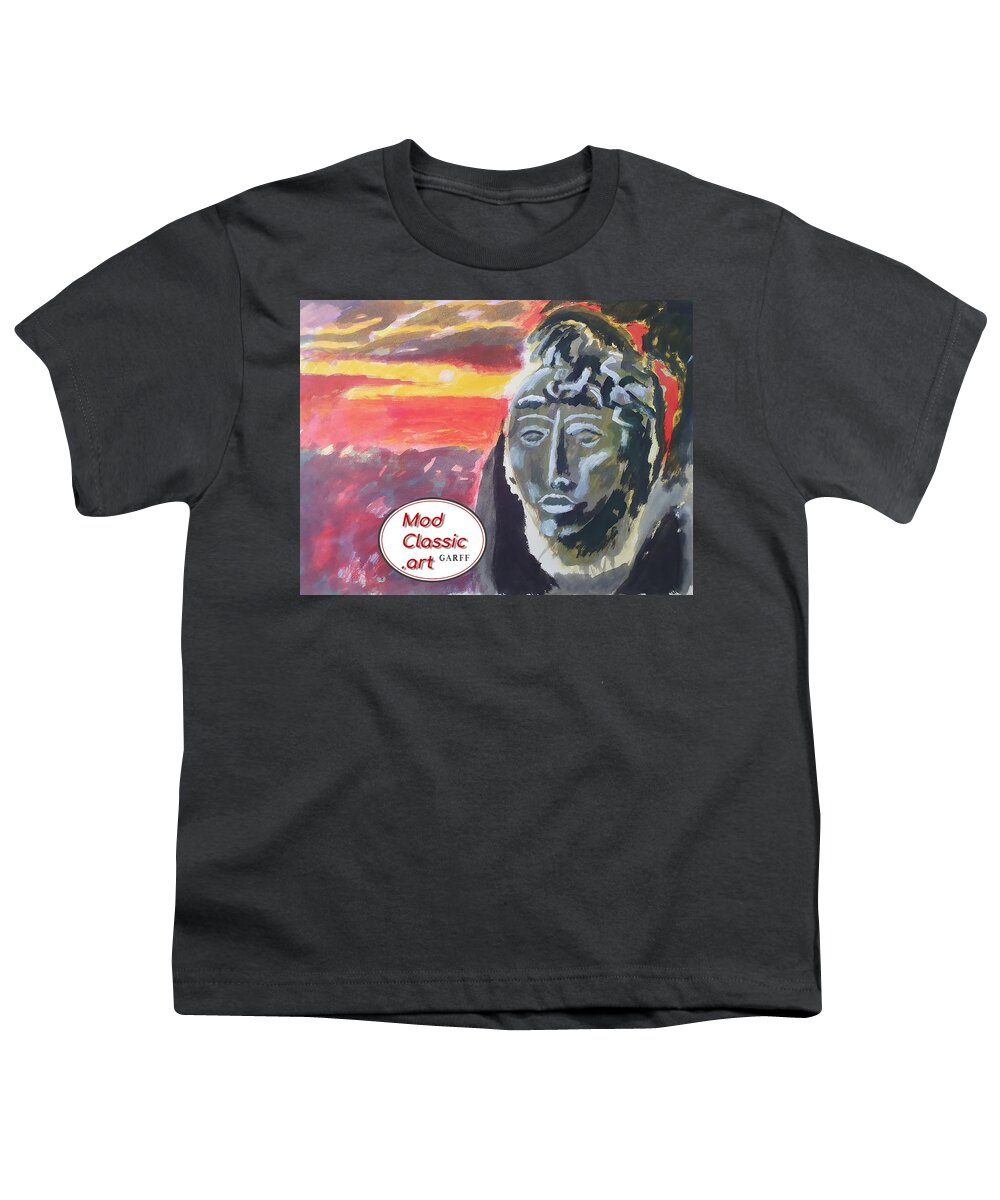 Maya Youth T-Shirt featuring the painting Maya Sunset ModClassic Art by Enrico Garff