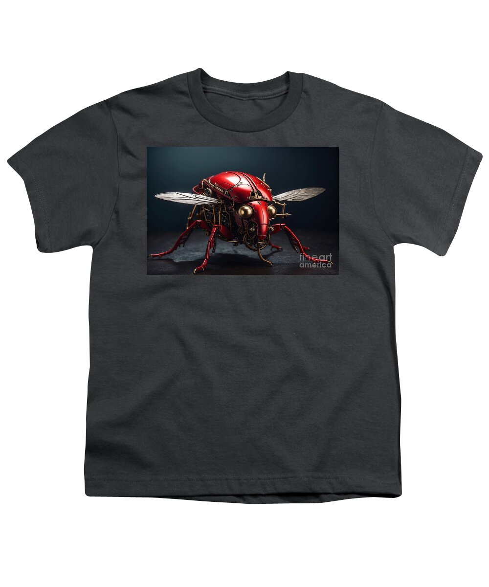 Ai Art Youth T-Shirt featuring the digital art Mechanical Fly by Michelle Meenawong