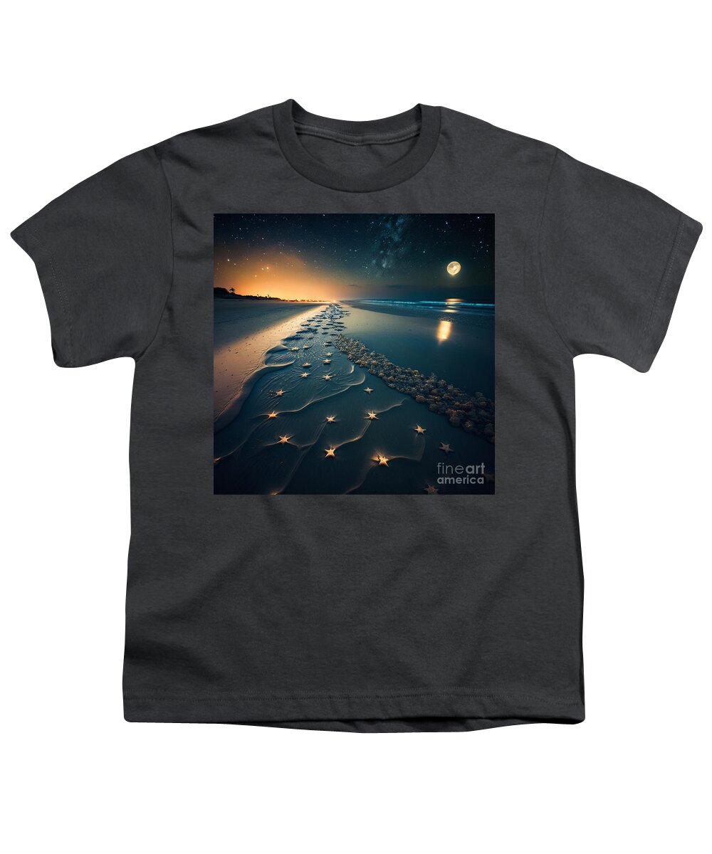 Stars Youth T-Shirt featuring the digital art Midnight Beach V by Jay Schankman