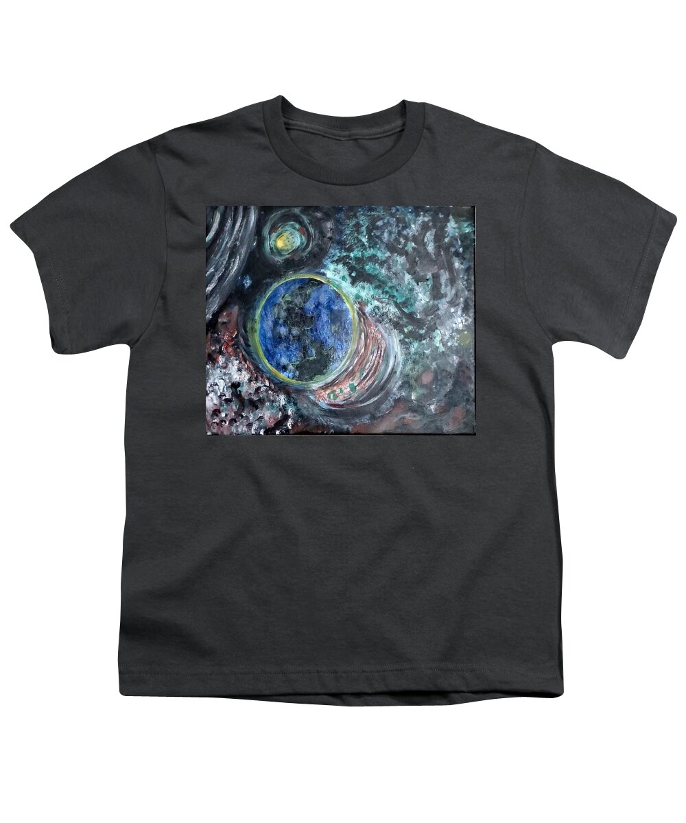 Milk Way Youth T-Shirt featuring the painting Milky Way Galaxy by Suzanne Berthier