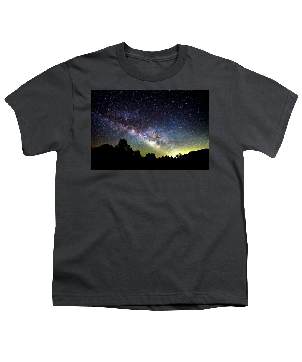 Milky Way Youth T-Shirt featuring the photograph Milky Way over Courthouse Rock by Al Judge