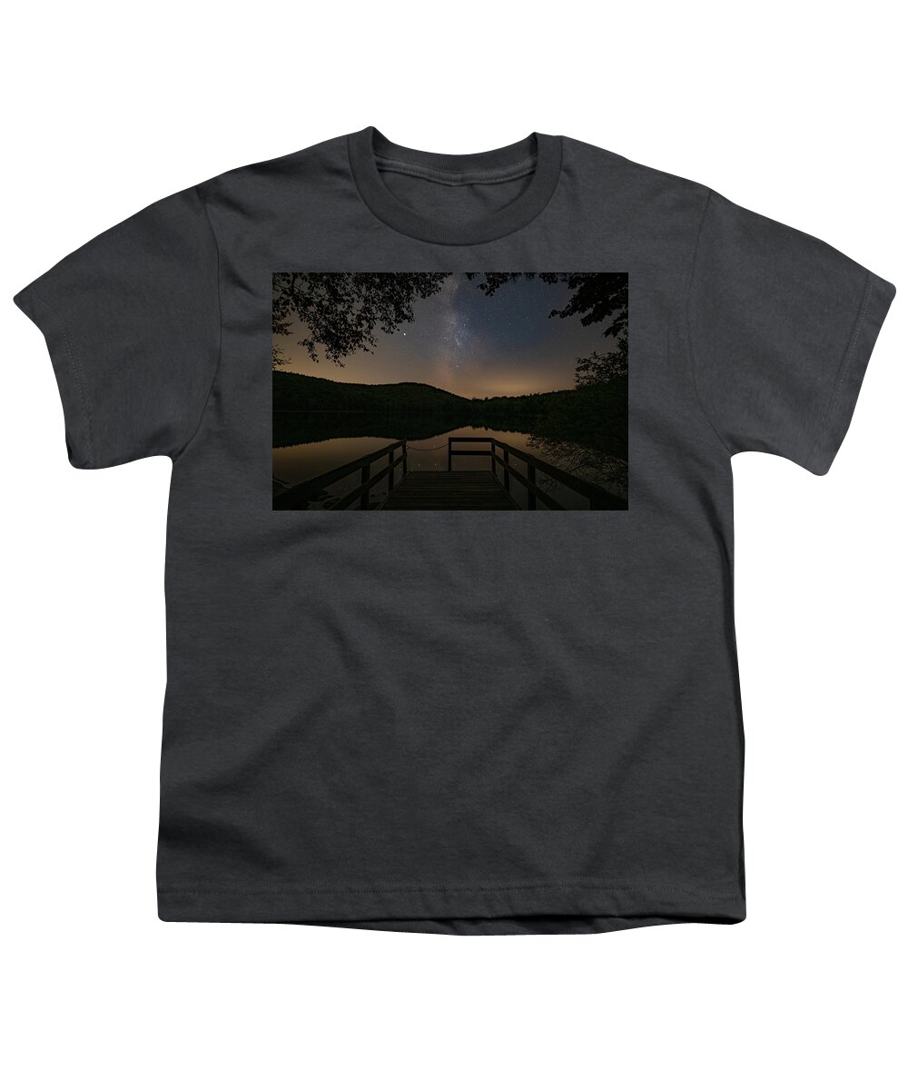 Russell Youth T-Shirt featuring the photograph Milky Way over Russell Pond in the White Mountains by William Dickman