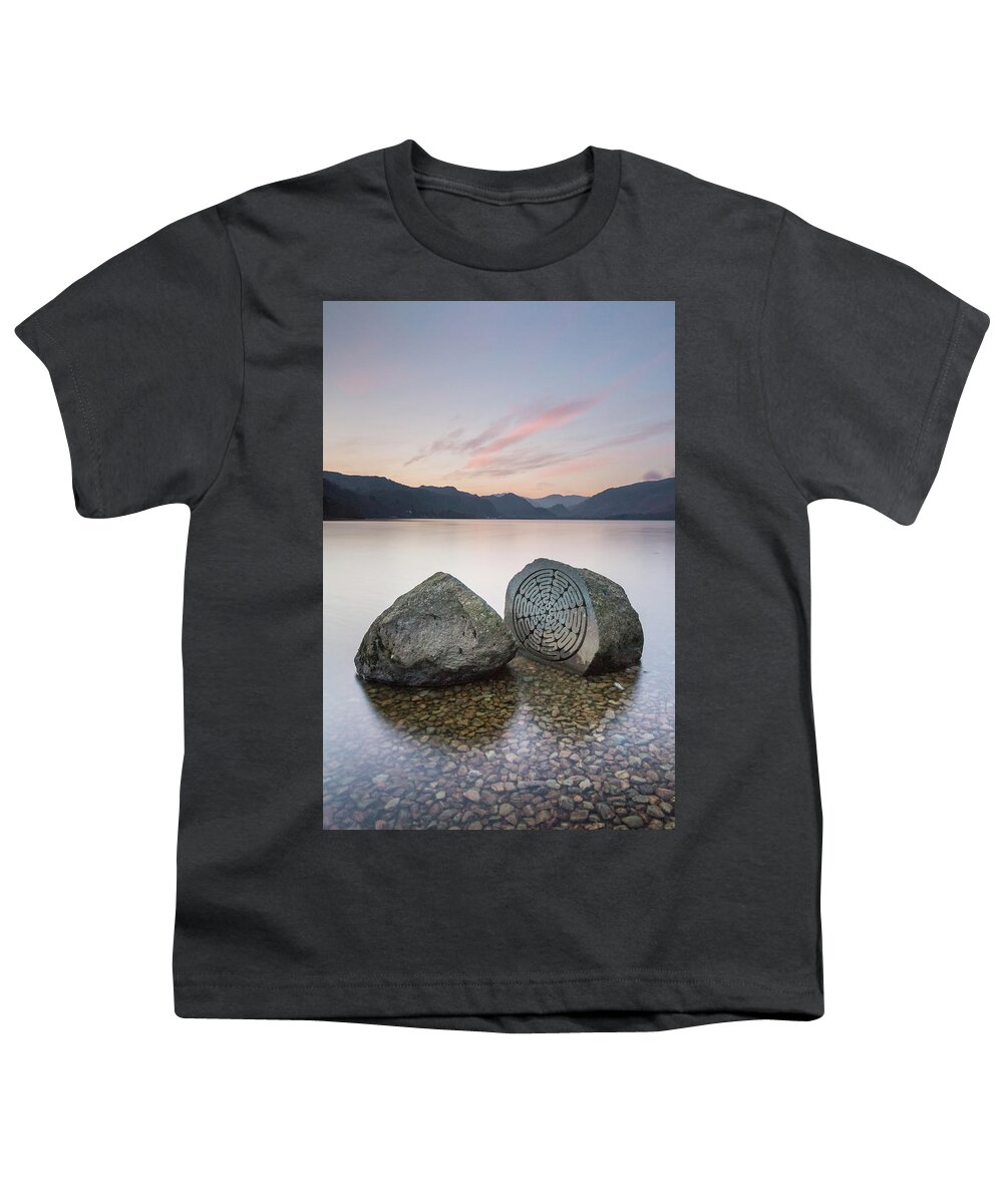 Millennium Stone Youth T-Shirt featuring the photograph Millennium Stone - Derwent Water by Anita Nicholson