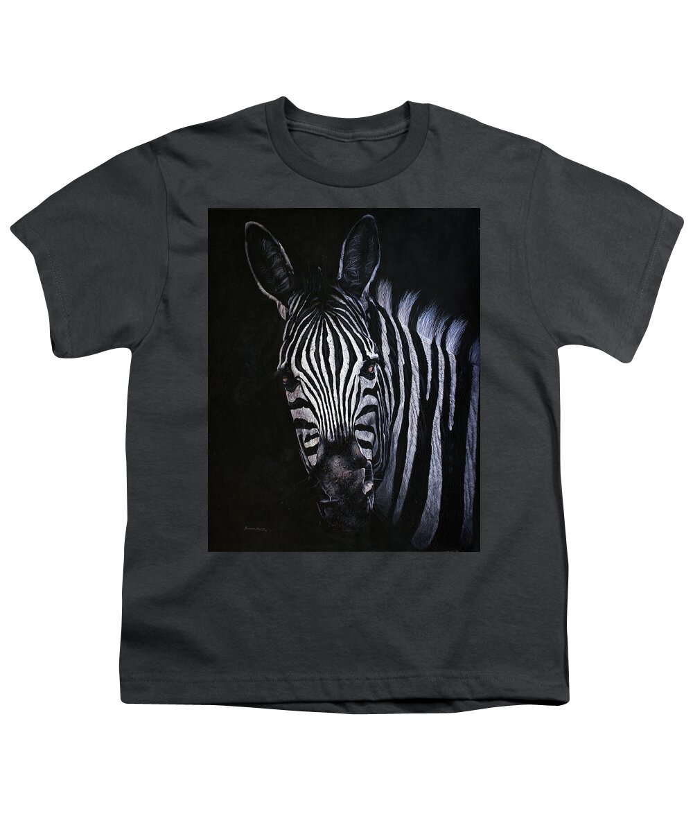 African Wildlife Youth T-Shirt featuring the painting Mischievious by Ronnie Moyo