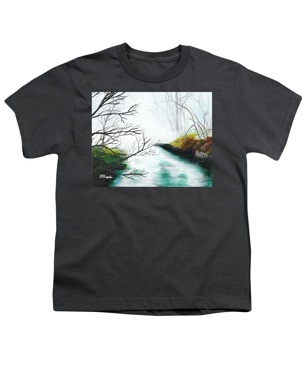 Mist Youth T-Shirt featuring the painting Misty river by David Bigelow