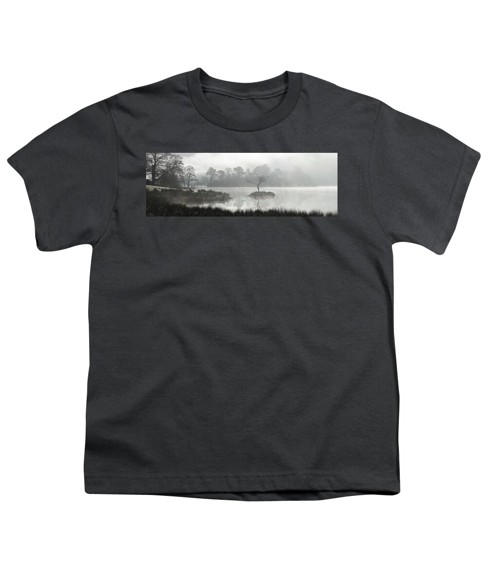 Panorama Youth T-Shirt featuring the photograph Misty rydal water lake district by Sonny Ryse