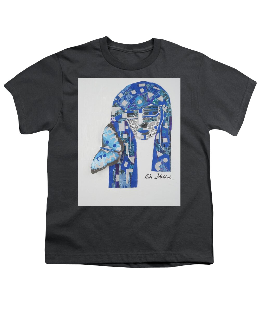 Portrait Youth T-Shirt featuring the mixed media Mona Lisa Variations #22 by Diane Holland SF Int'l Art
