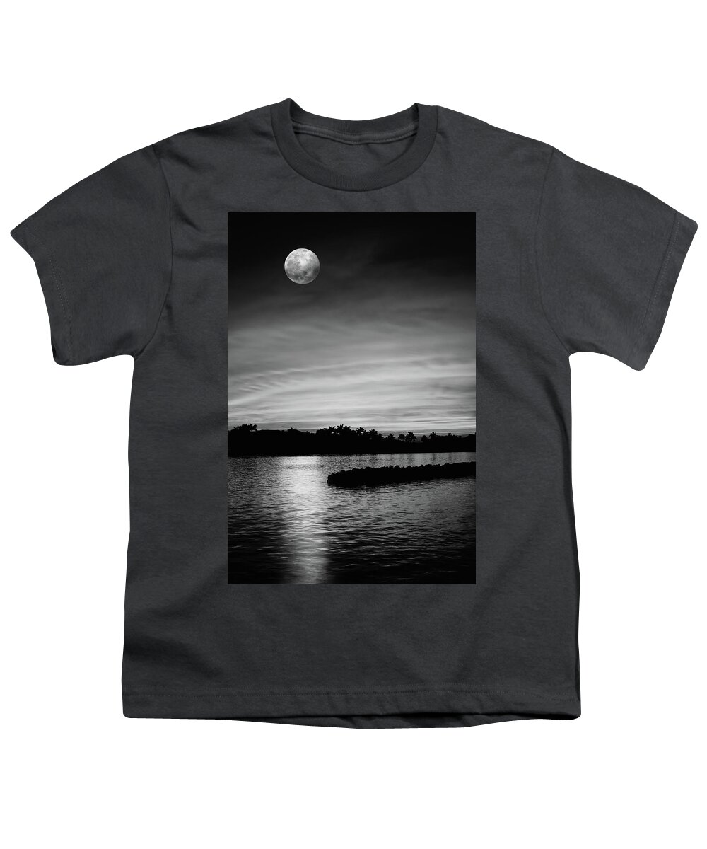 Full Moon Youth T-Shirt featuring the photograph Moon River by Laura Fasulo