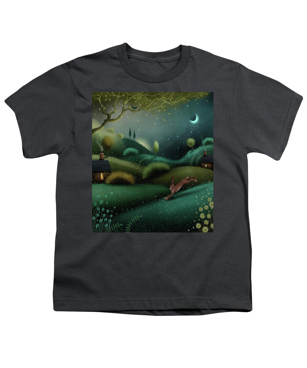 Landscape Art Youth T-Shirt featuring the painting Moonlight Dash by Joe Gilronan