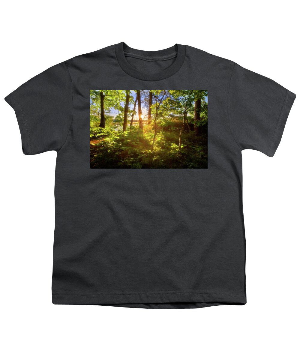 Woods Youth T-Shirt featuring the photograph Morning at French River by Henry w Liu