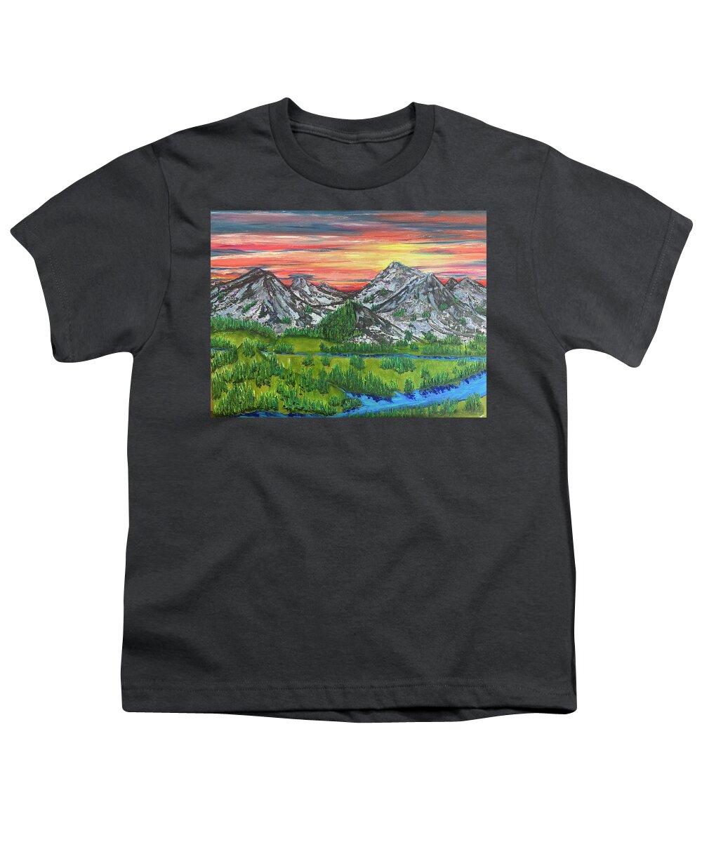 Mountain Youth T-Shirt featuring the painting Mountain Magic by Lisa White