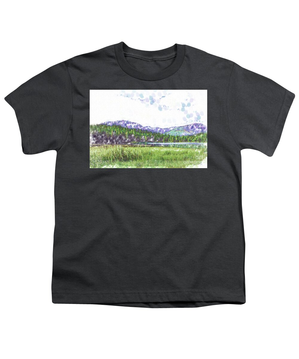 Meadow Youth T-Shirt featuring the digital art Mountain Meadow Tranquility by Kirt Tisdale