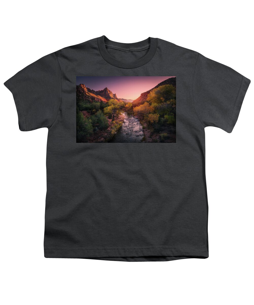 Sunset Youth T-Shirt featuring the photograph Autumn Sunset by Henry w Liu