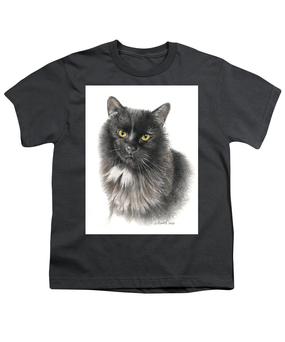 Cat Youth T-Shirt featuring the drawing Mr Moose by Louise Howarth