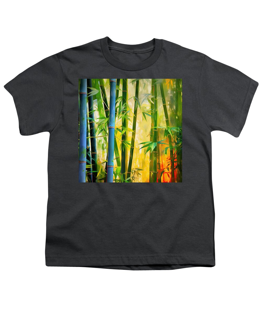 Bamboo Youth T-Shirt featuring the painting Mystique Beauty- Bamboo Artwork by Lourry Legarde