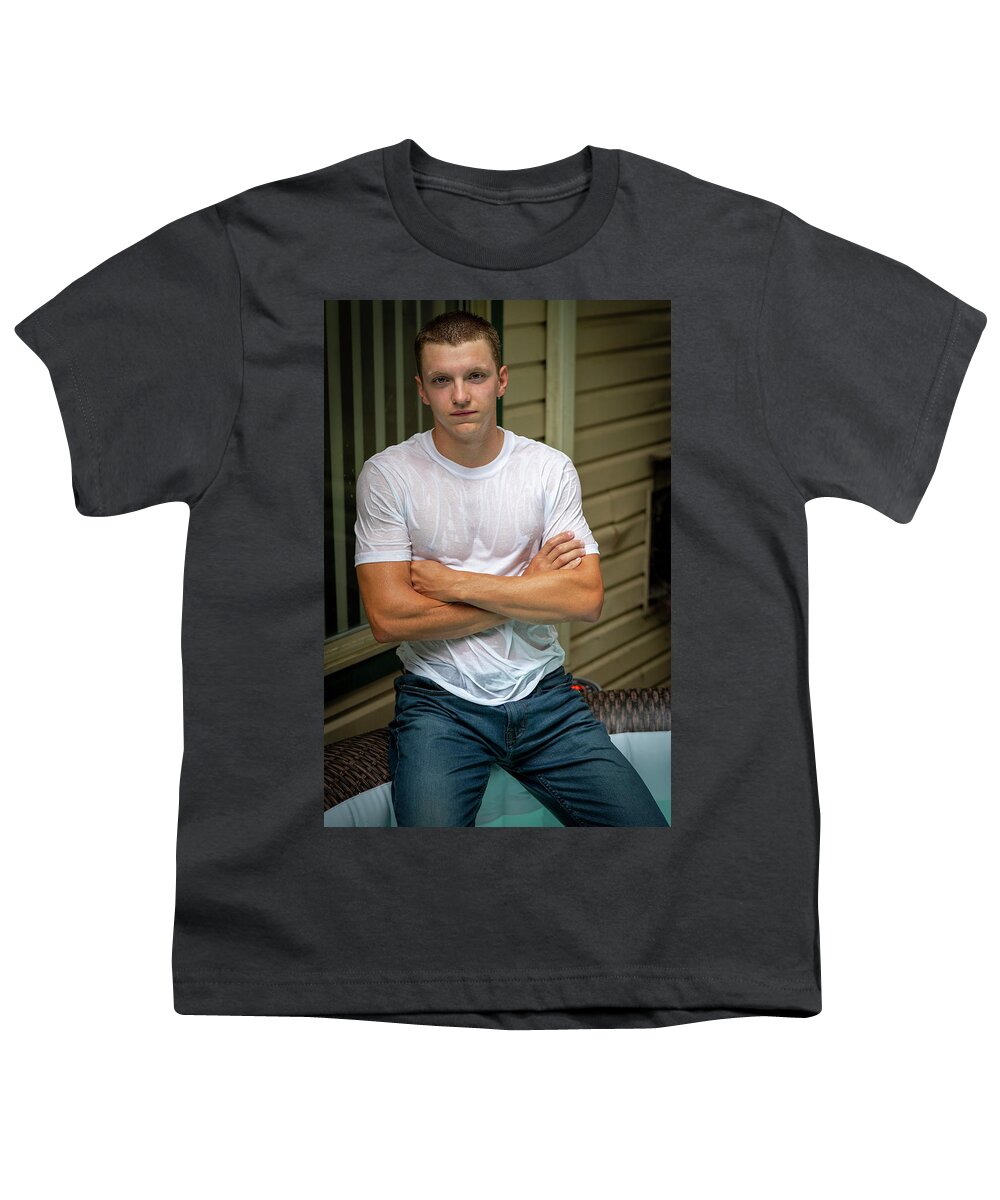 Nate Youth T-Shirt featuring the photograph Nate in the hot tub by Jim Whitley