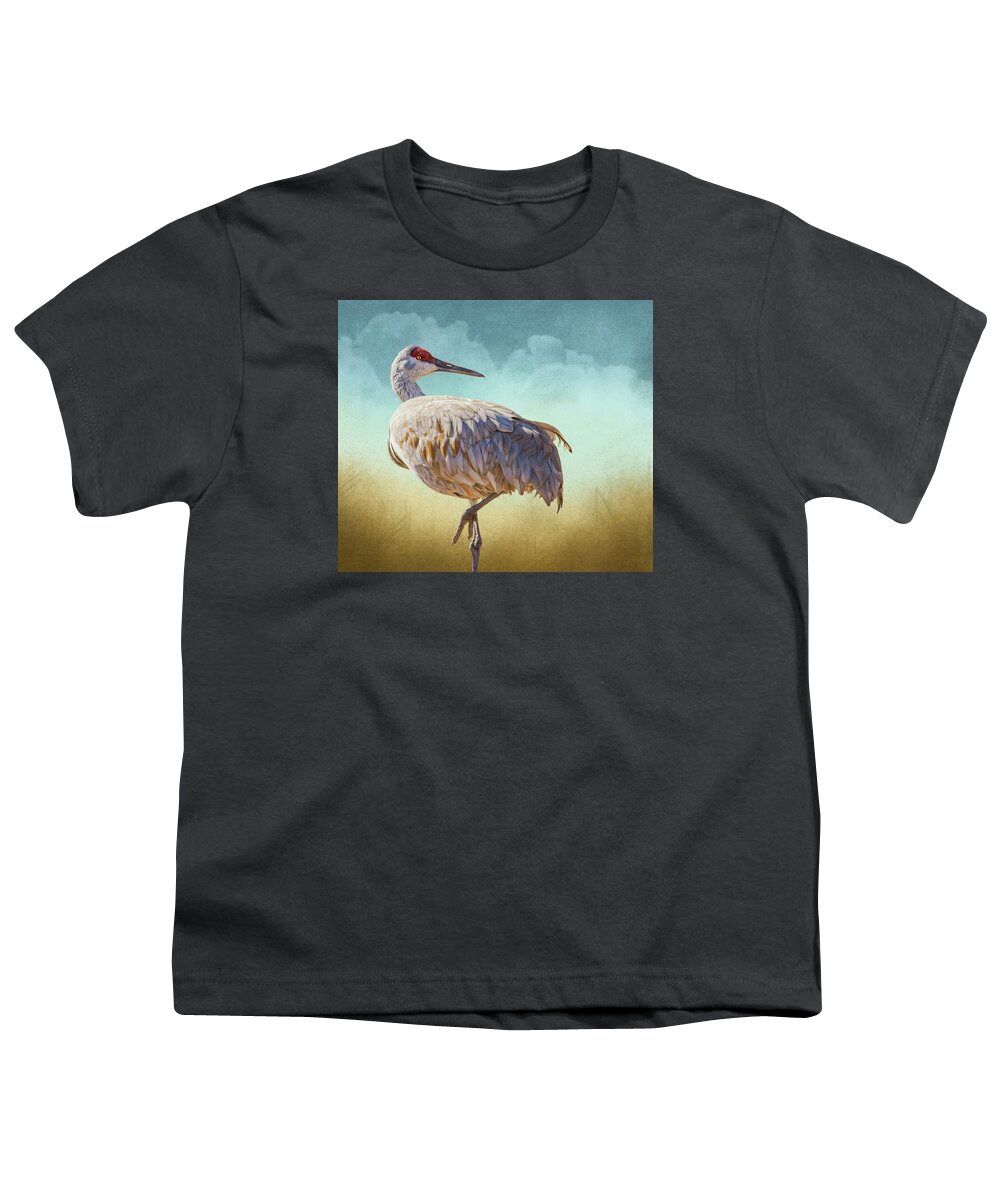 Sandhill Crane Youth T-Shirt featuring the photograph New Mexico Sandhill Crane by Rebecca Herranen