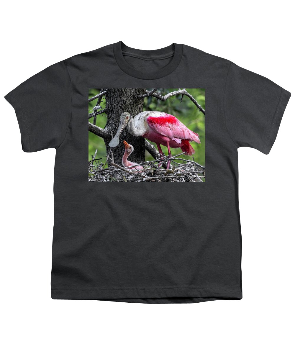 Newborn Spoonbill Youth T-Shirt featuring the photograph Newborn Spoonbill by Wes and Dotty Weber
