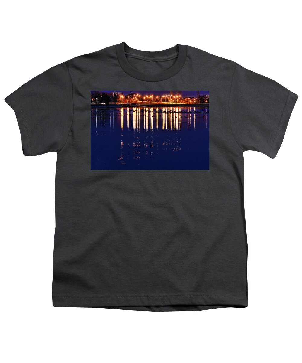 Night Youth T-Shirt featuring the photograph Night reflections on the lake by Tatiana Travelways