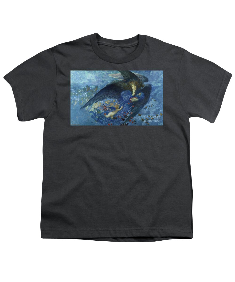 Night With Her Train Of Stars Youth T-Shirt featuring the painting Night with her Train of Stars, 1912 by Edward Robert Hughes