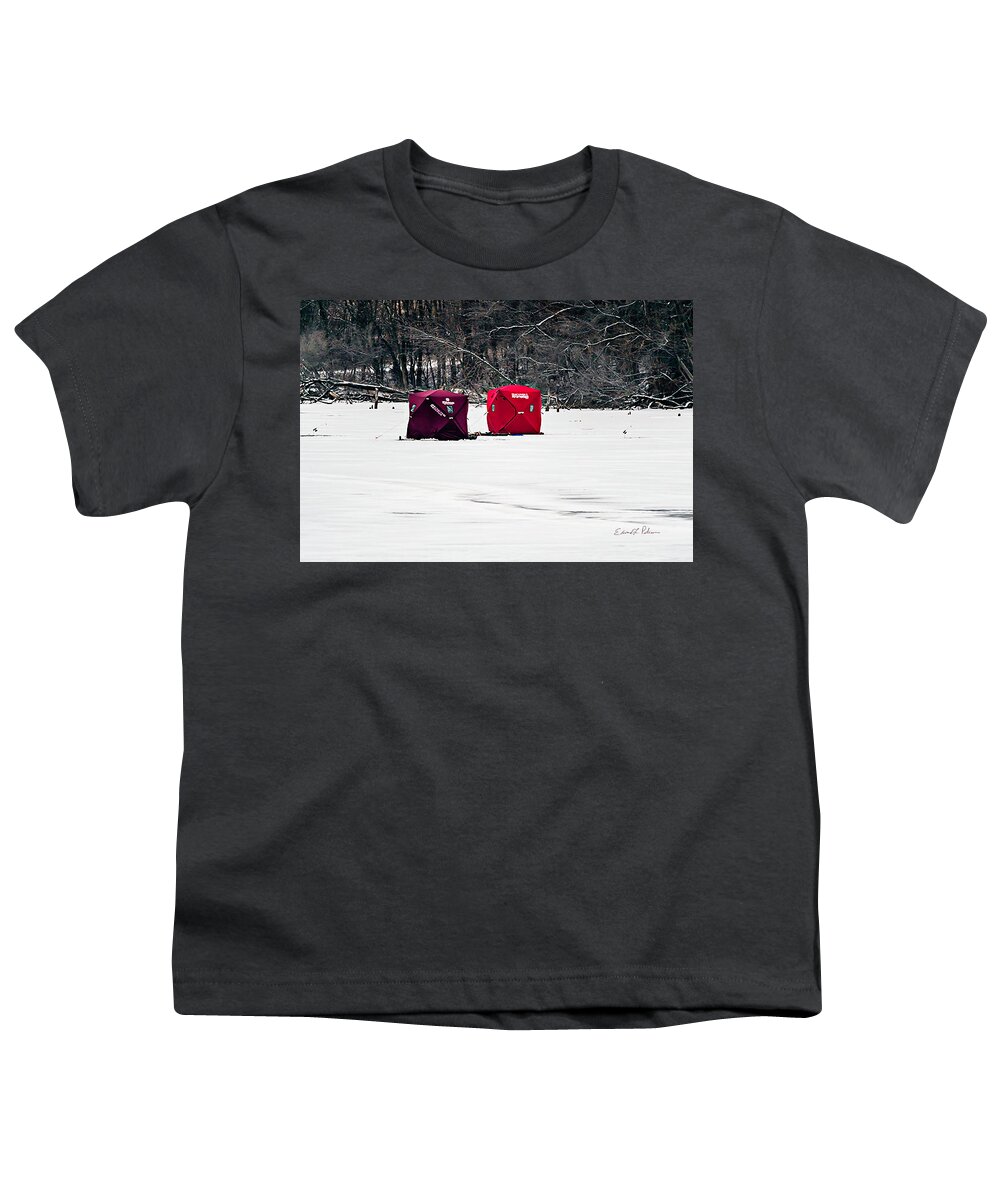 Standing Bear Lake Youth T-Shirt featuring the photograph No Stopping A Fisherman by Ed Peterson