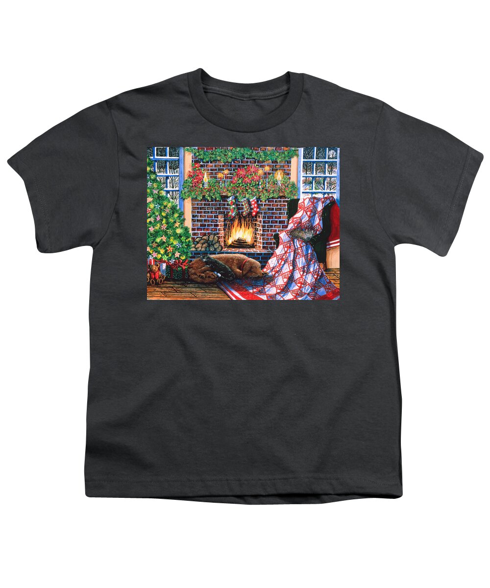Christmas Youth T-Shirt featuring the painting Not A Creature Was Stirring by Diane Phalen