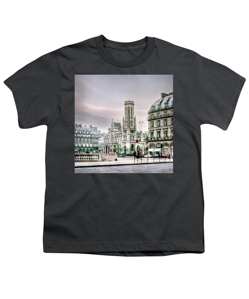 Paris Youth T-Shirt featuring the photograph Notre Dame Cathedral, Paris 1960 by Frank Lee
