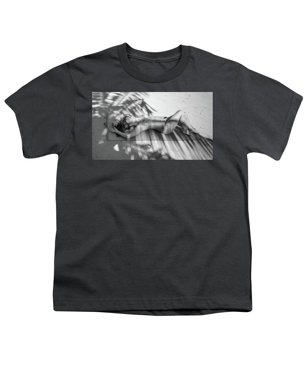 Nude Youth T-Shirt featuring the photograph Nude sunbathing under the palms by Michael Fryd