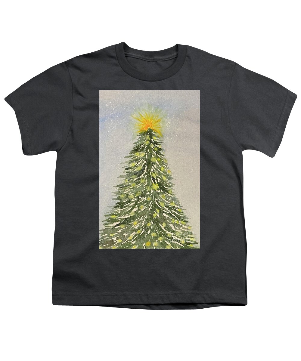 Christmas Youth T-Shirt featuring the painting O Christmas Tree by Lisa Neuman