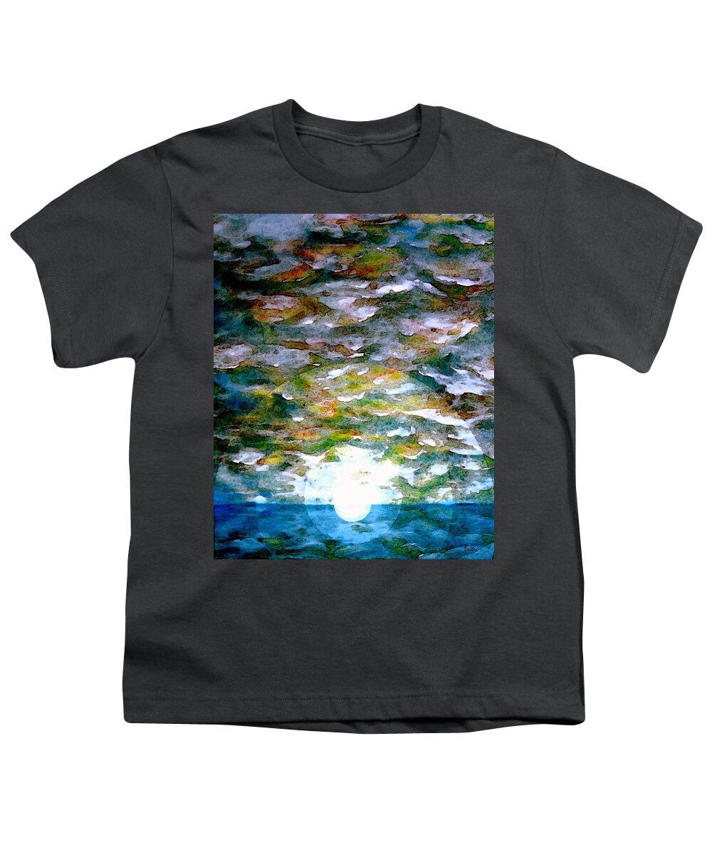 Ocean Sunrise Youth T-Shirt featuring the painting Ocean Sunrise by Vallee Johnson
